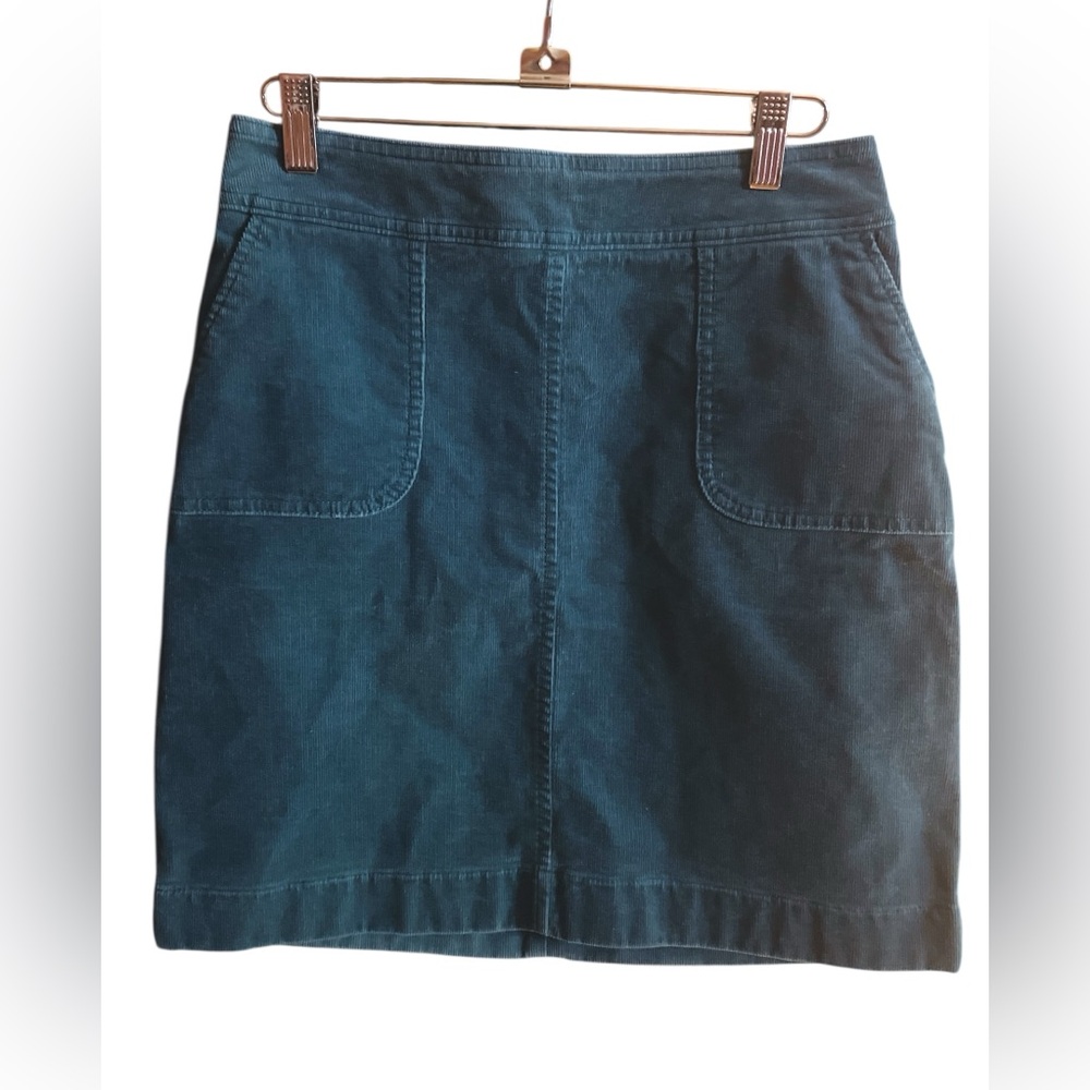 Talbots Petite Turquoise Corduroy Skirt 0P Pocketed Cotton Blend - Picture 2 of 7